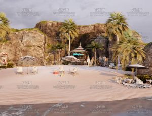 海滩休闲放松场景Blend工程源文件