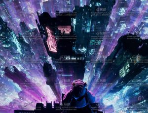 赛博朋克科技中心楼顶场景Blend工程源文件