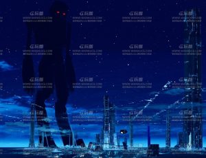 夜晚科幻机器人大场景Blend工程源文件