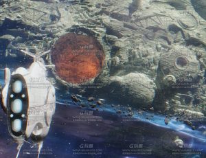 宇宙陨石基地大场景Blend工程源文件