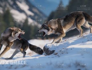 电影级VFX动画高精度狼Blend模型