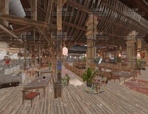 国风古代茶楼室内场景Blend工程源文件