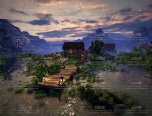 UE5素材—湖边茅草房场景