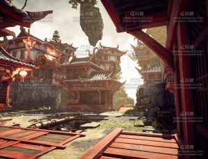UE5素材—蒸汽朋克风格亚洲建筑场景