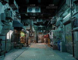 赛博朋克街道集市Blend工程源文件