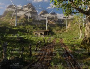 风力涡轮机自然环境场景Blend工程源文件