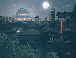 夜晚古城场景C4D工程源文件