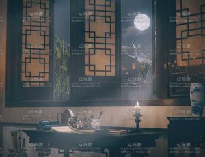 夜晚古代书房C4D工程源文件