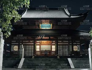 夜晚古寺场景C4D工程源文件