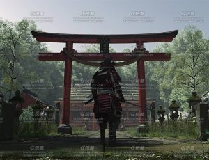 鸟居日本武士场景C4D工程源文件