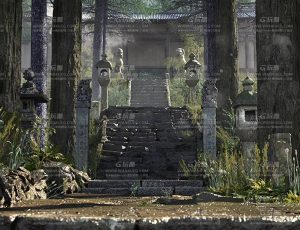 雨后山林寺庙C4D工程源文件