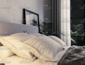 夜晚双人床卧室场景Blend工程源文件