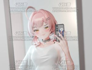 Yusuf Umar可爱俏皮魔鬼尾巴白衣衬衫女孩Blend模型