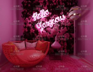 粉色休闲室环境场景Blend工程源文件