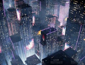 程序化赛博朋克城市动画场景Blend工程源文件