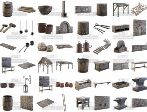 高精度中世纪道具模型包Blend资产库