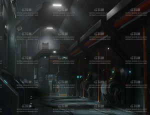 科幻走廊大门环境场景Blend工程源文件