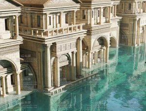 水上古城场景Blend工程源文件