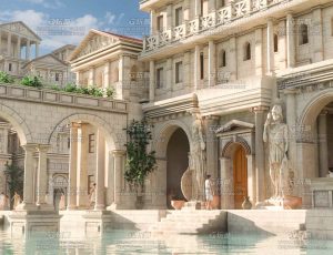 希腊神话水上宫殿环境场景Blend工程源文件