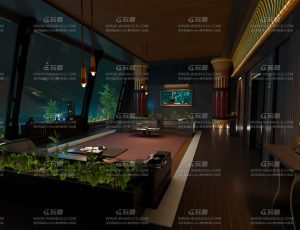 赛博朋克接待室会客厅场景Blend工程源文件