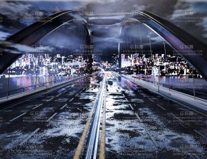 夜晚跨海桥场景Blend工程源文件