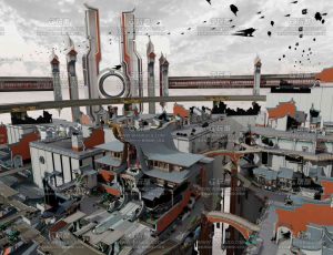 空中科幻亚洲建筑城市Blend工程源文件