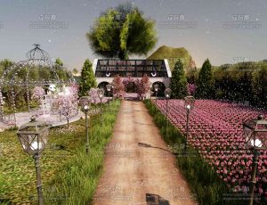 玫瑰花庄园场景Blend工程源文件