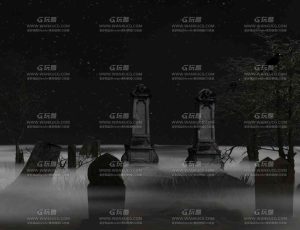 墓地夜晚环境场景Blend工程源文件