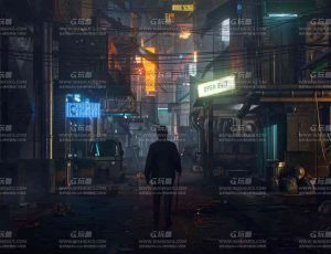 赛博朋克街头小巷场景C4D工程源文件