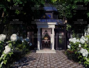 树林花园环境餐厅场景Blend工程源文件