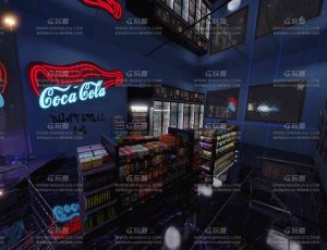 夜晚无人超市场景Blend工程源文件