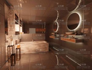 高档通透质感的洗浴室场景Blend工程源文件