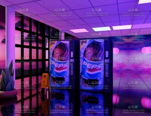 赛博朋克霓虹灯可乐装饰场景Blend工程源文件