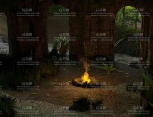 野外废墟生火地Blend工程源文件