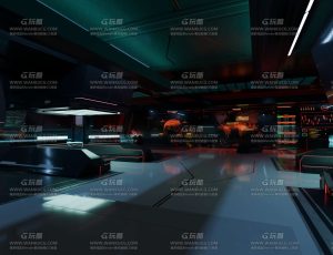 空间宽敞的赛博朋克科技研究室Blend工程源文件