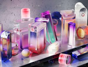 孟菲斯玻璃风格场景C4D工程源文件