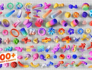 100+设计元素模型资产包C4D模型
