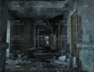 废弃的医院走廊C4D工程源文件