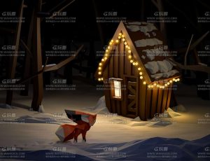 卡通夜景C4D工程源文件