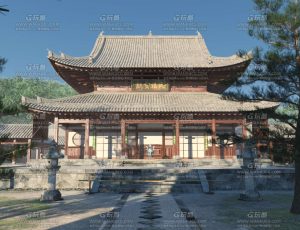 古建筑场景C4D工程源文件