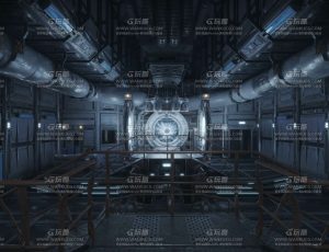 科幻宇宙飞船内部空间C4D工程源文件