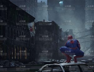 蜘蛛侠和废墟街区C4D工程源文件