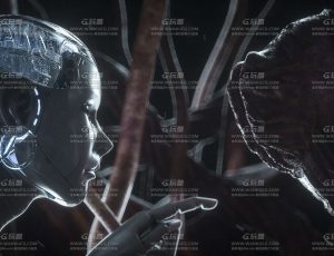 女性机器人场景C4D工程源文件