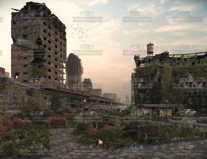 废弃的城市社区C4D工程源文件