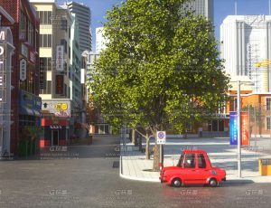 卡通城市街道C4D工程源文件