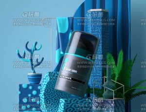 洗面奶产品场景C4D工程源文件