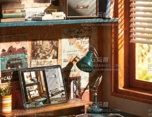 复古键盘桌面C4D工程源文件