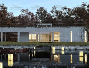 湖边别墅C4D工程源文件