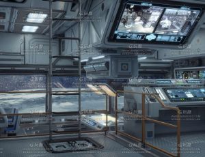 科幻飞船操控中心C4D工程源文件