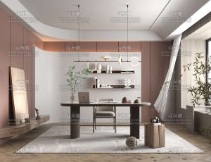 现代简约书房C4D工程源文件